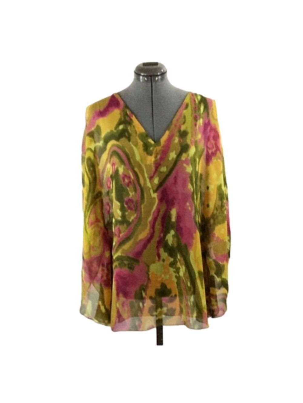 APOLLO Bright Multi-colored Abstract Print Top, Size M. NWT!